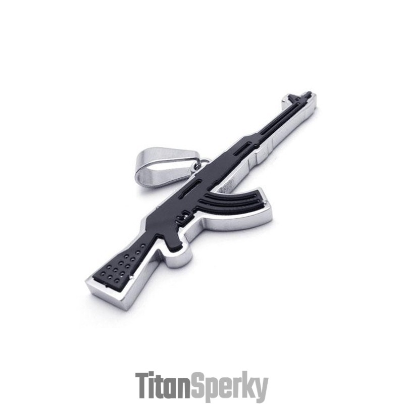 Pánsky Zlatý Prívesok S Príveskom Z Čistého Titánu Ak47