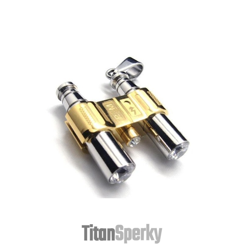 Náhrdelník S Príveskom Z Čistého Titánu S Binokulárnym Efektom Zo Zlatého Striebra