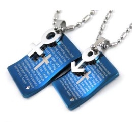Módny Modrý Biblický Náhrdelník S Príveskom Pre Páry