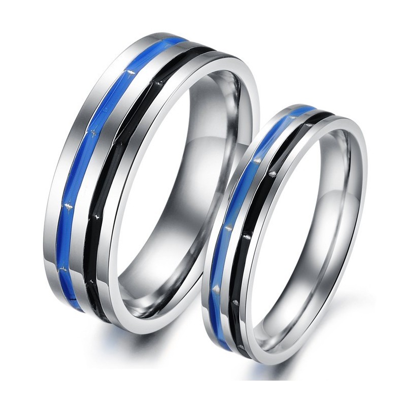 Ľahko Použiteľný Modro-Čierny Titánový Prsteň Pre Milovníkov