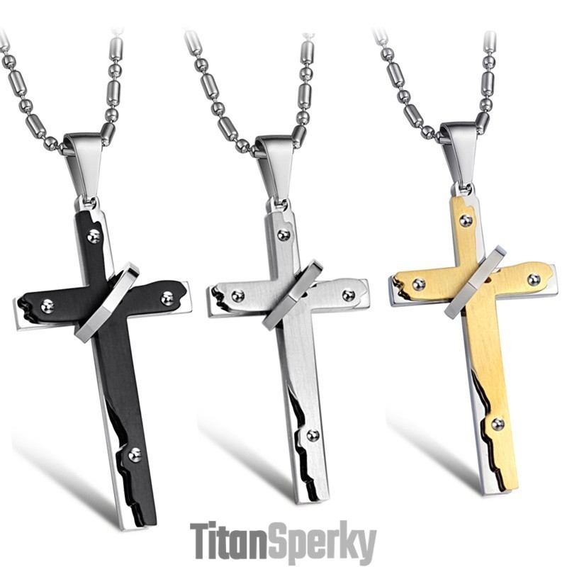 Titánový Náhrdelník S Krížom A Širokými Odrodami