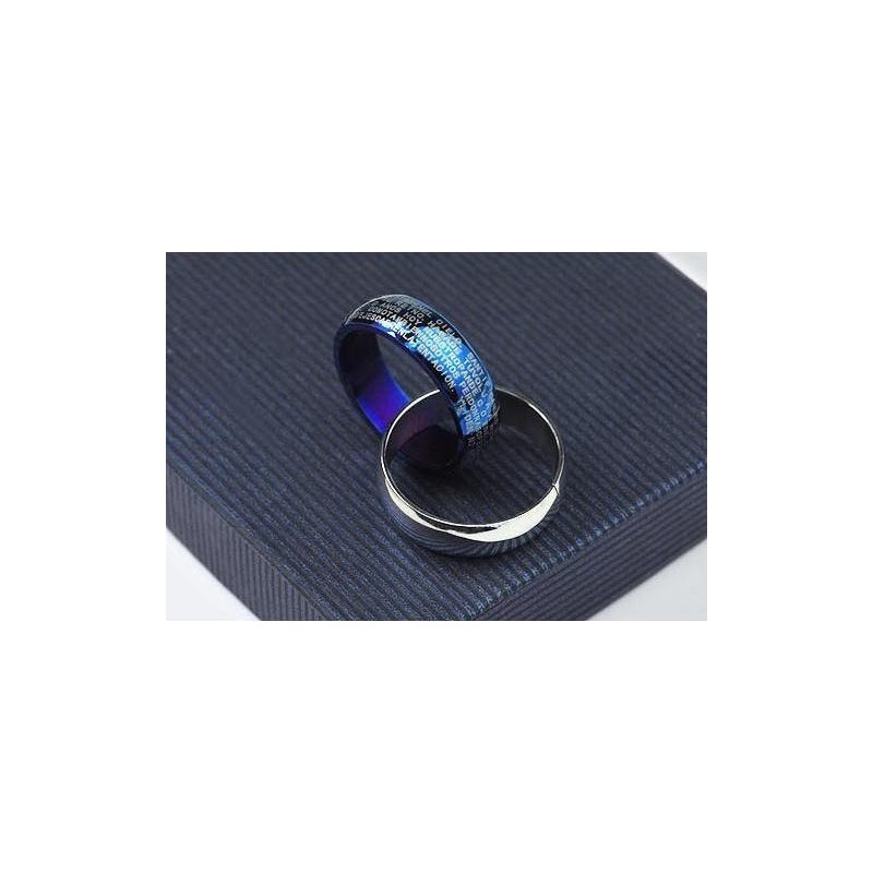 Titánový Prívesok A Náhrdelník S Modrým A Strieborným Krížom A Biblickými Prsteňmi