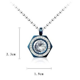 Náhrdelník S Príveskom Hexagram Blue Pure Titanium A Diamantmi