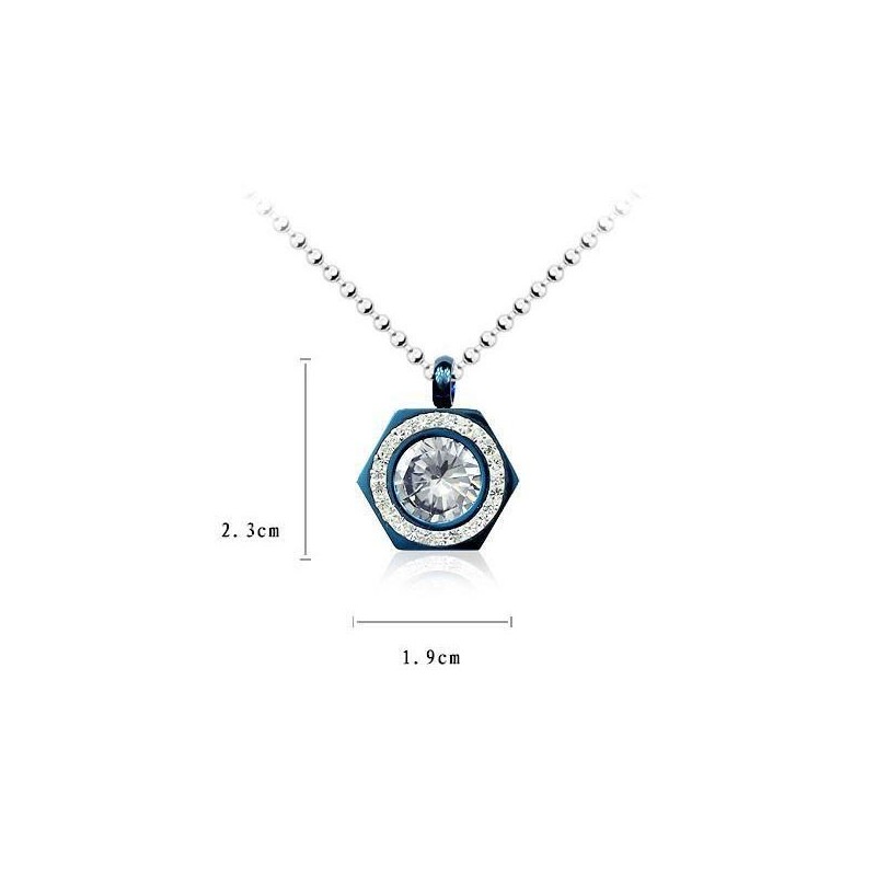 Náhrdelník S Príveskom Hexagram Blue Pure Titanium A Diamantmi