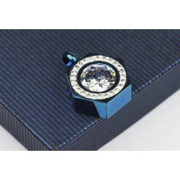 Náhrdelník S Príveskom Hexagram Blue Pure Titanium A Diamantmi