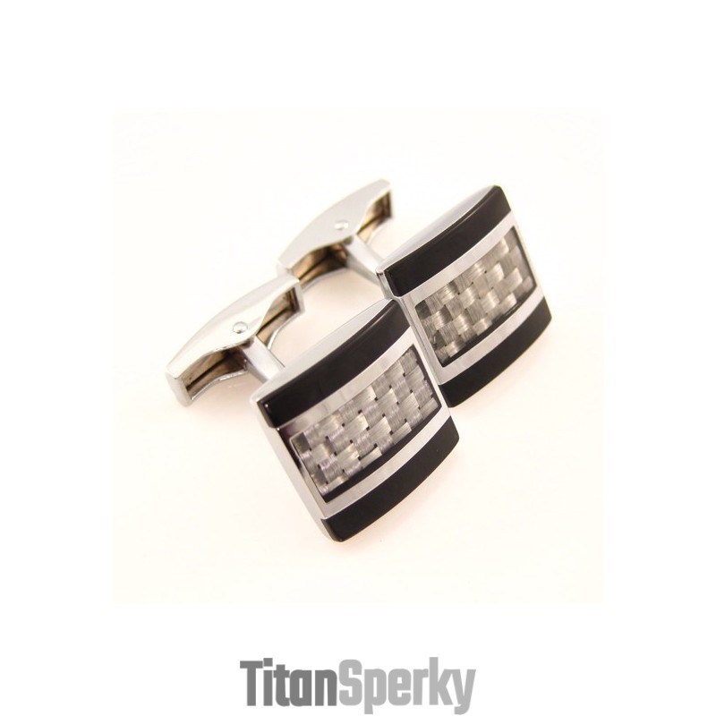 Manžetové Gombíky S Pleteným Vzorom Z Titánu A Uhlíkových Vlákien