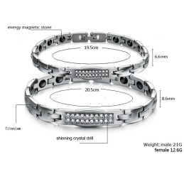 Kráľovná Kvalitného Zdravotného Titánového Magnetického Náramku Pre Milovníkov S Diamantom