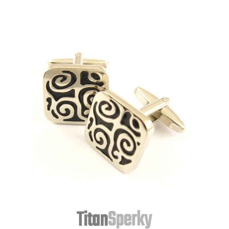 Titánové A Čierne Štvorcové Manžetové Gombíky S Priaznivým Oblakom
