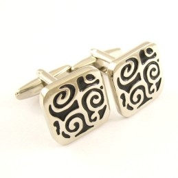 Titánové A Čierne Štvorcové Manžetové Gombíky S Priaznivým Oblakom