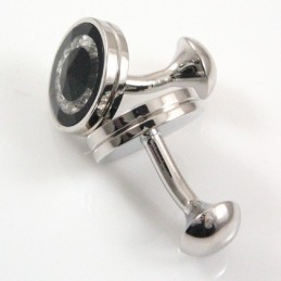 Titánové A Čierne Diamantové Okrúhle Manžetové Gombíky S Ip Pokovovaním