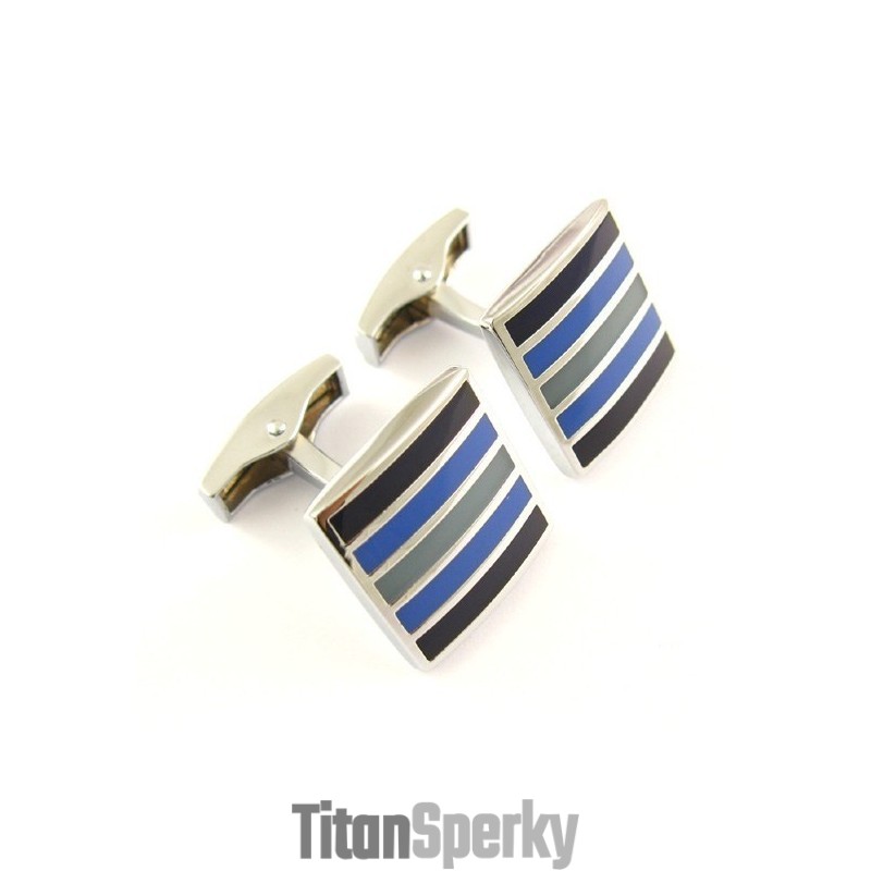 Titánové Manžetové Gombíky S Horizontálnym Pruhom A Štvorcovým Vzorom