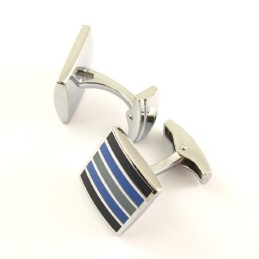 Titánové Manžetové Gombíky S Horizontálnym Pruhom A Štvorcovým Vzorom