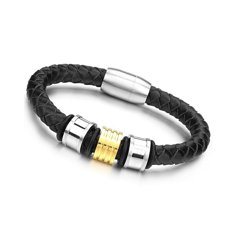 Spoľahlivý Kvalitný Pánsky Okrúhly Titánový Kožený Náramok