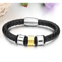 Spoľahlivý Kvalitný Pánsky Okrúhly Titánový Kožený Náramok