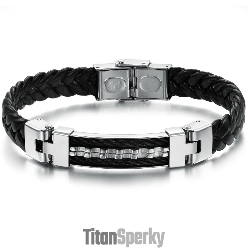 Spoľahlivý Kvalitný Klasický Titánový Kožený Náramok