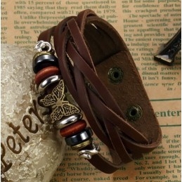 Vysokokvalitný Dámsky Titánový Kožený Náramok V Tvare Motýľa