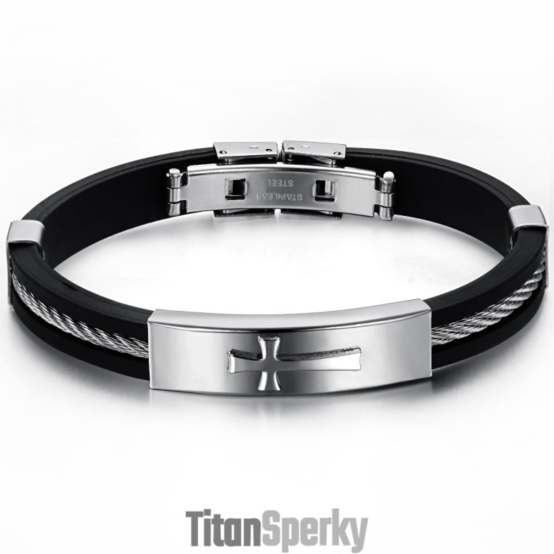 Vynikajúci Kvalitný Pánsky Titánový Náramok S Krížom