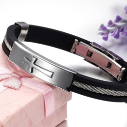 Vynikajúci Kvalitný Pánsky Titánový Náramok S Krížom