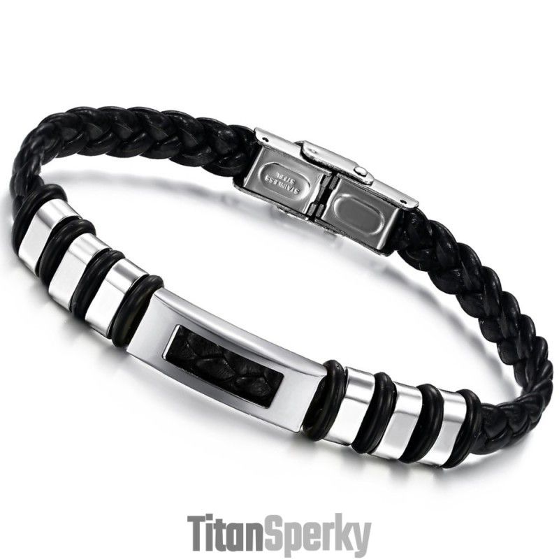 Ľahko Použiteľný Pánsky Titánový Kožený Náramok