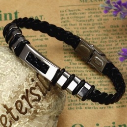 Ľahko Použiteľný Pánsky Titánový Kožený Náramok