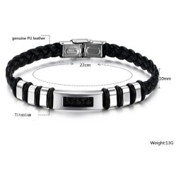 Ľahko Použiteľný Pánsky Titánový Kožený Náramok