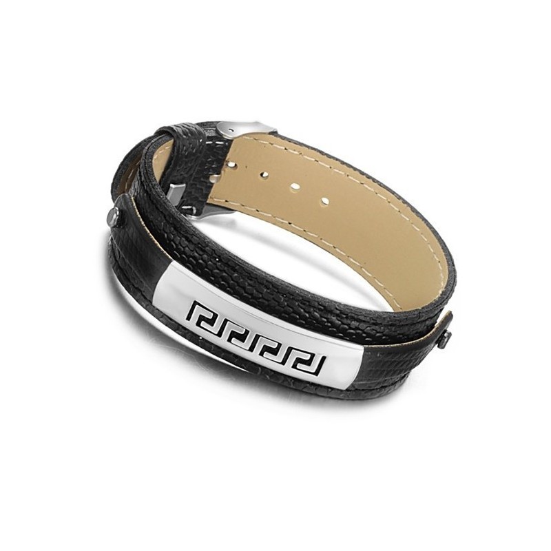 Vysokokvalitný Čierny Titánový Kožený Náramok