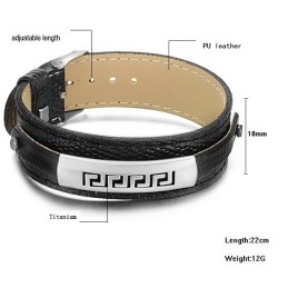 Vysokokvalitný Čierny Titánový Kožený Náramok