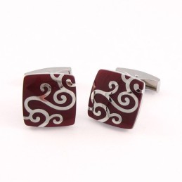 Titánové Manžetové Gombíky Vermilion So Striebornými Klasickými Vyrezávanými Vzormi