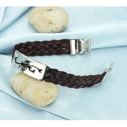 Ľahko Použiteľný Pánsky Titánový Kožený Náramok So Škorpiónom