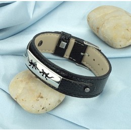 Vysokokvalitný Čierny Titánový Kožený Náramok