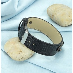 Vysokokvalitný Čierny Titánový Kožený Náramok