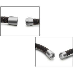 Ľahko Použiteľný Pánsky Hnedý Titánový Kožený Náramok