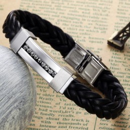 Kráľovná Kvalitného Titánového Koženého Náramku S Kamienkami