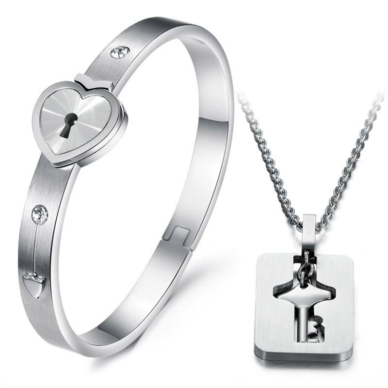 Vysokokvalitný Titánový Náramok V Tvare Zámku Pre Milovníkov