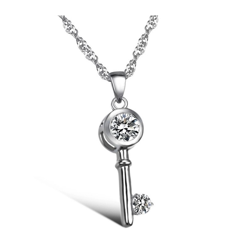 Široký Výber Dámskeho Zámku A Kľúča,  Pokovovaný Titánový Náhrdelník S Kamienkami