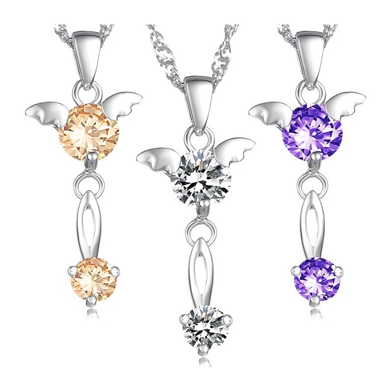 Stabilný Kvalitný Dámsky Fialový  Pokovovaný Titánový Náhrdelník S Diamantom