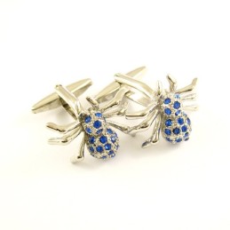 Titánové Manžetové Gombíky S Tajomným Pavúkom A Modrými Diamantmi