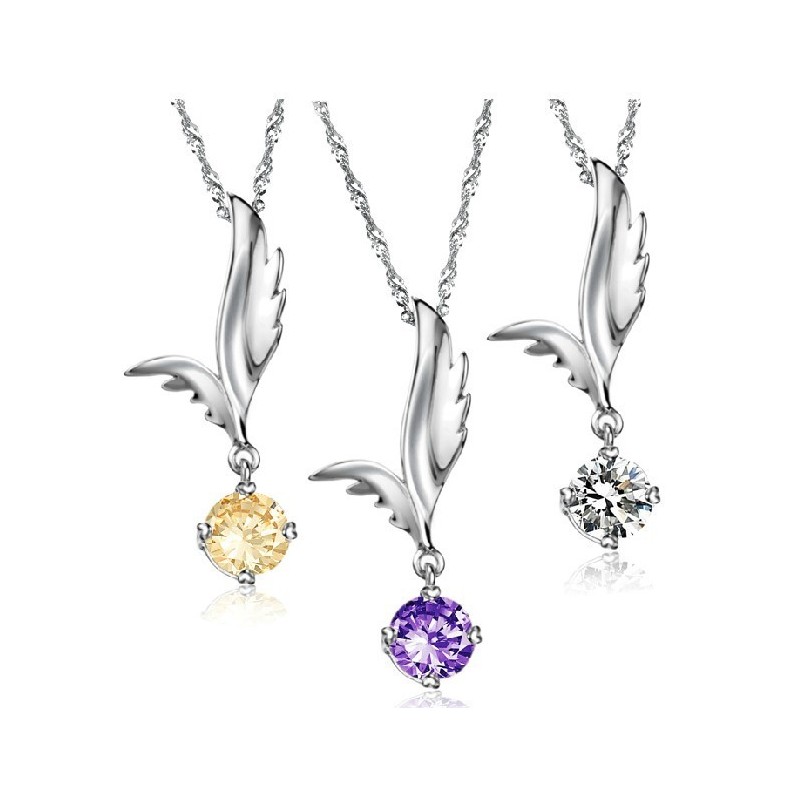 Spoľahlivý Kvalitný Ženský Titánový Náhrdelník V Tvare Krídla S  A Kamienkami