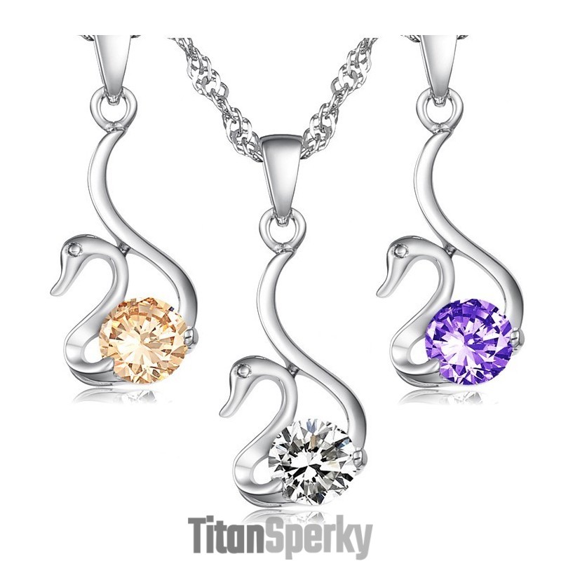 Spoľahlivý Reputačný Ženský Náhrdelník S m Pokovovaním A Titánovým Vzorom V Tvare Labute S Diamantom