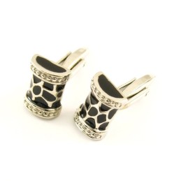 Titánové Manžetové Gombíky S Čiernym Kvetinovým Bubnom