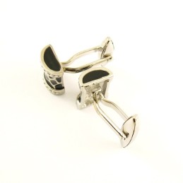 Titánové Manžetové Gombíky S Čiernym Kvetinovým Bubnom