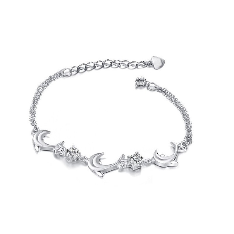 Dámsky Titánový Náramok S  A Kryštálmi V Tvare Delfína Zaručenej Kvality A Množstva