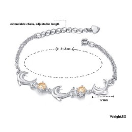 Dámsky Titánový Náramok S  A Kryštálmi V Tvare Delfína Zaručenej Kvality A Množstva