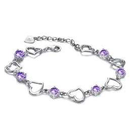 Spoľahlivý Kvalitný Dámsky Elegantný Platinový Titánový Náramok S Fialovým Diamantom