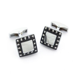 Titánové A Čierne Manžetové Gombíky S Ip Pokovovaním A Diamantmi