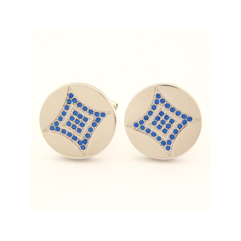 Titánové Okrúhle Manžetové Gombíky S Modrými Diamantmi Titánové Okrúhle Manžetové Gombíky S Modrými Diamantmi