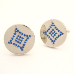 Titánové Okrúhle Manžetové Gombíky S Modrými Diamantmi