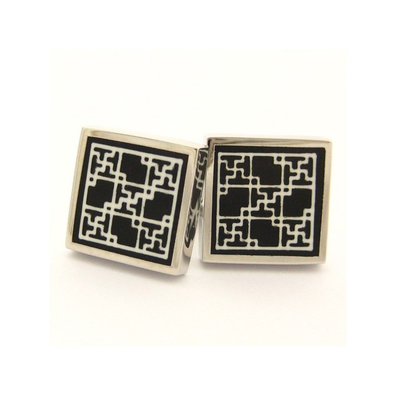 Titánové A Čierne Štvorcové Manžetové Gombíky S Ip Pokovovaním