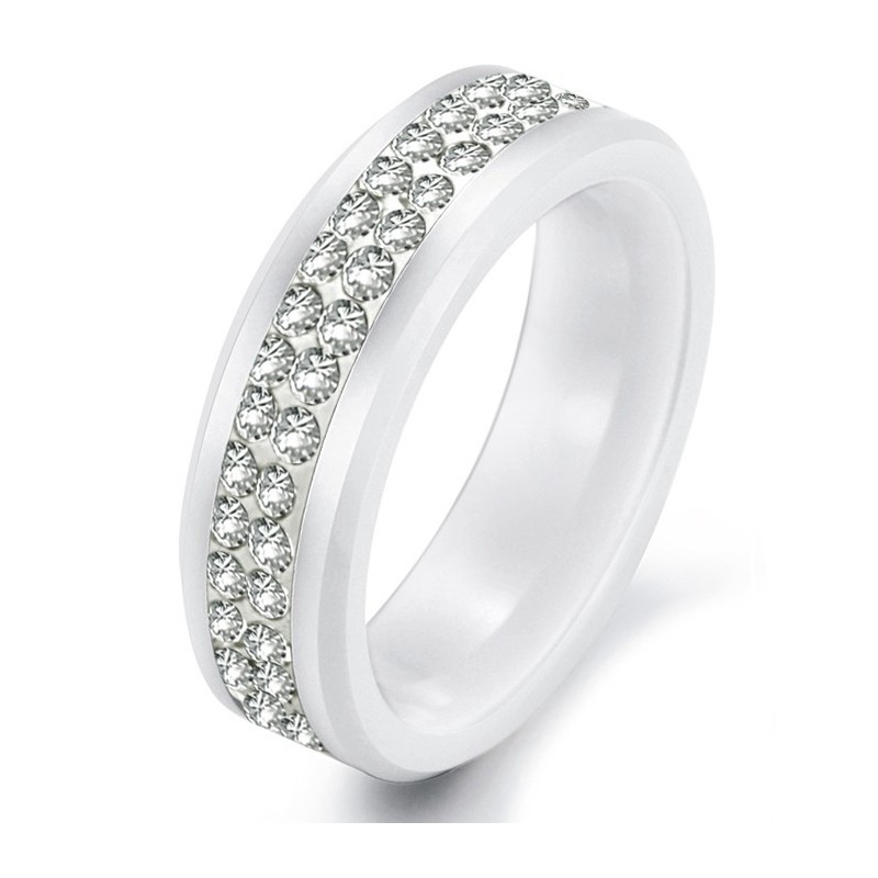 Vysokokvalitný Biely Volfrámový Keramický Prsteň S Kamienkami