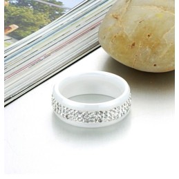 Vysokokvalitný Biely Volfrámový Keramický Prsteň S Kamienkami